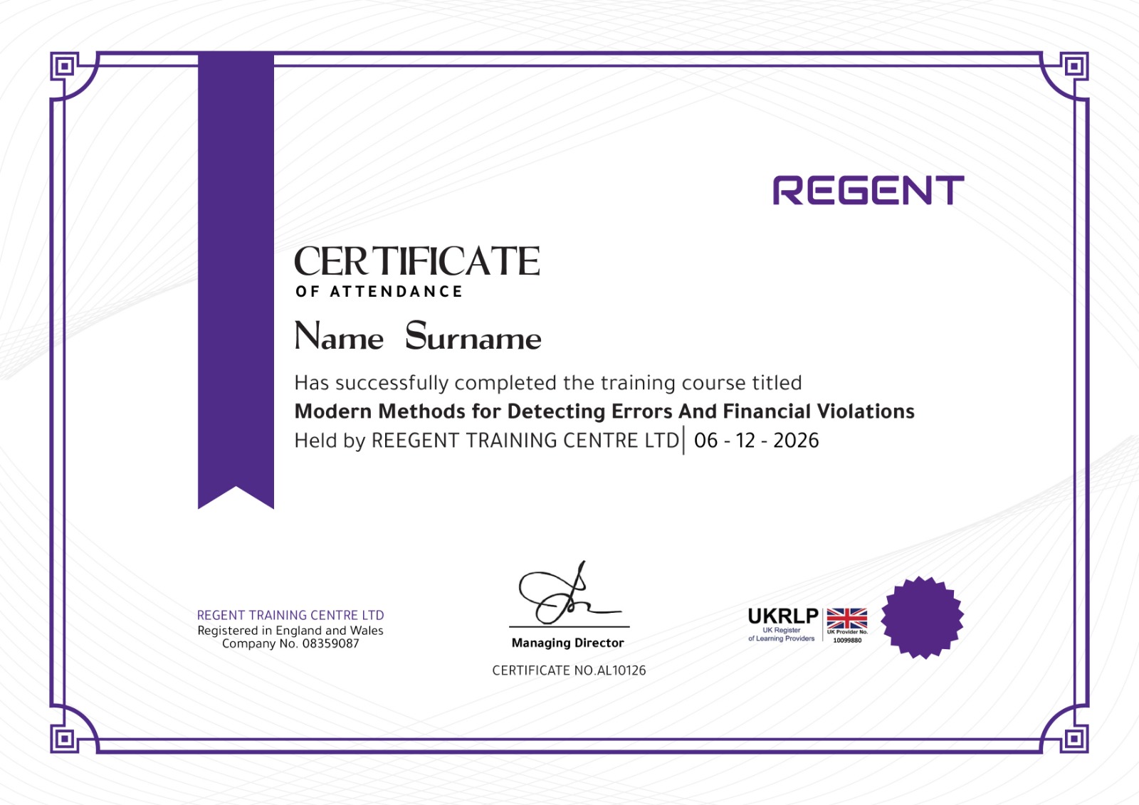 Sample Certificate
